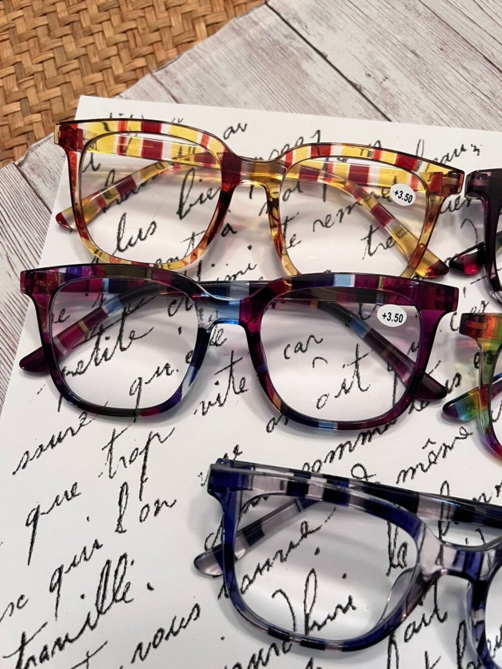 LOT OF 5 PAIRS OF COLORFUL READING GLASSES ~ +3.50 STRENGTH ~ BRAND NEW